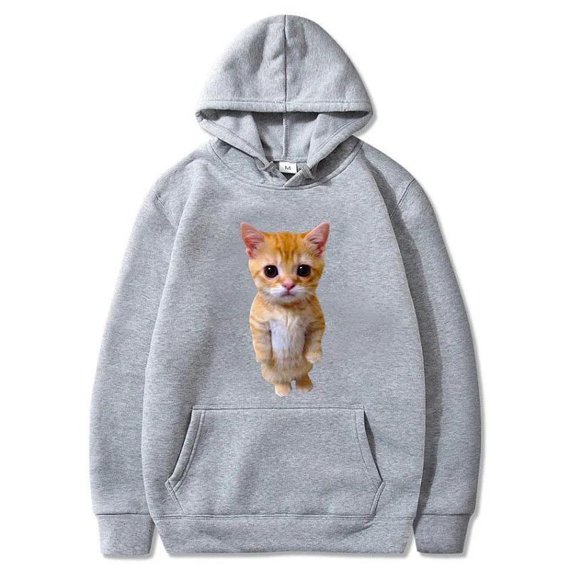 2025 Harajuku Style Funny Cat Printed Hoodie Multi-Color Casual Pullover Sweatshirt for  Man Boys Fashion Top for Autumn Moto