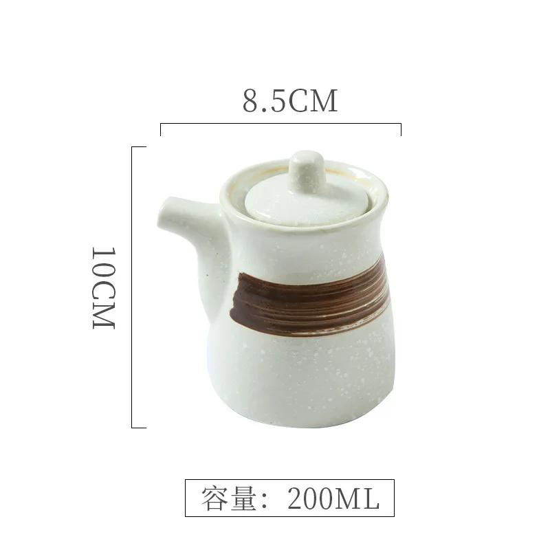 Japanese Retro Ceramic Oil Pot Household Kitchen Utensils Seasoning Pot Oil Vinegar Seasoning Bottle Kitchen Ceramic Tableware