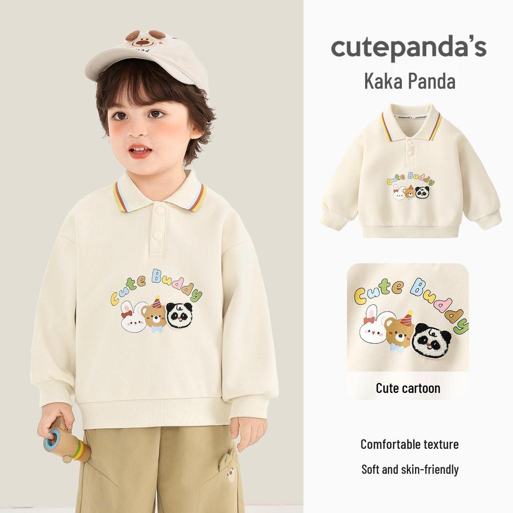 Kaka Panda Kids' Polo Neck Sweatshirt - Boys' and Girls' Spring & Autumn Top