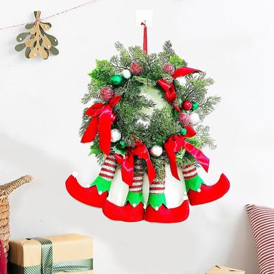 Christmas Elf Legs Wreath Door,Artificial Lawn Wedding Xmas Winter for Home