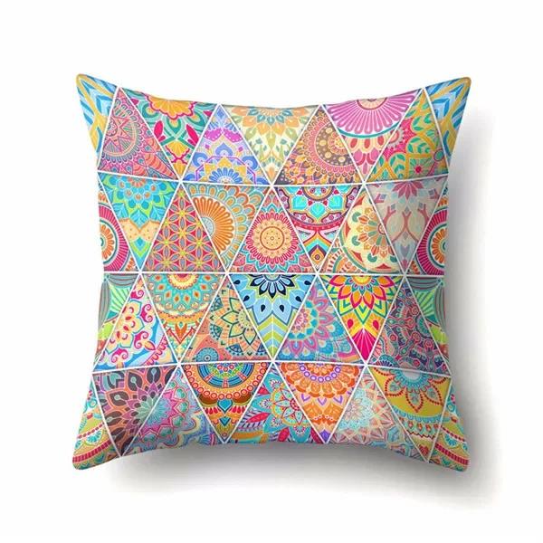 Colorful Exotic Style Abstract Geometric Bohemian Decorative Cushion Cover Square Geometry Pillowcase Home Decor Pillows Cover