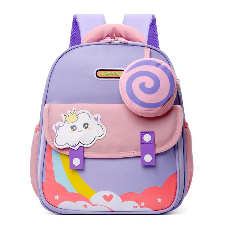 

Lightweight And Durable Kids Backpack For School With Cute Cartoon Frog Style Purple Pink