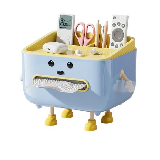 Söt servettlådsöverdrag Servettlådsställ med ben och telefonhållare Multifunktionell servettutdelare med fack för hemmakontoret