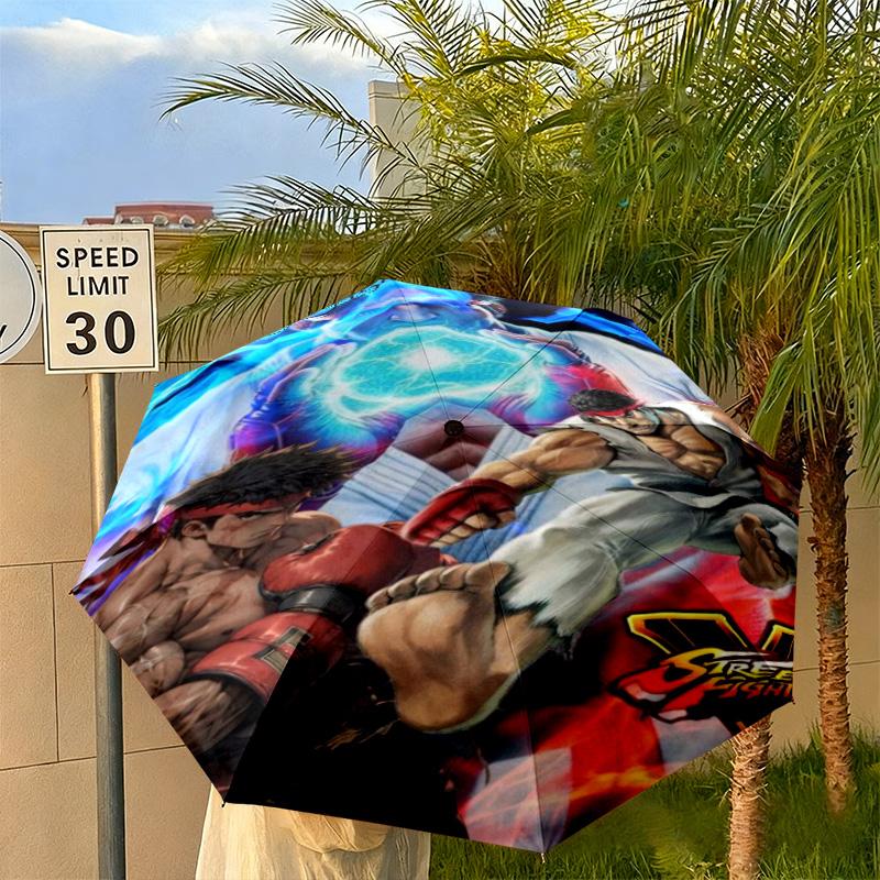 Street Fighter Ii Characters Automatic Umbrella - Suitable Travel Portable Umbrella Outdoor sun shading umbrella Suitable For All Seasons
