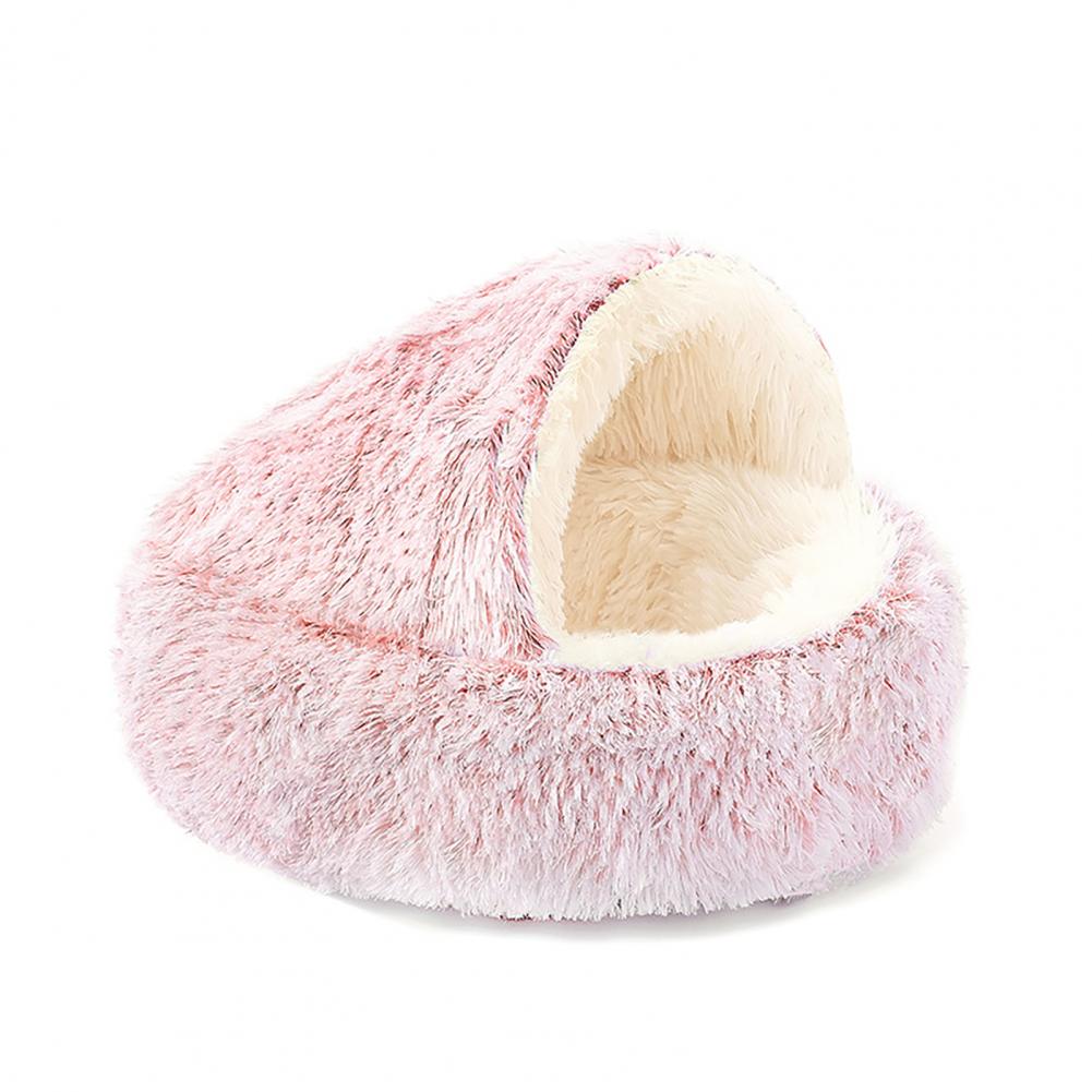 

Cat Nest Bed Fuzzy Covered Cat Cave Bed Warm Fluffy Pet Half Cave with Anti-Slip Bottom Puppy Calming Beds for Small Dogs Cats 40cm рожевий