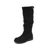 Augustine Boots New Autumn Tall British Style Black Knight Boots Retro Pile Boots