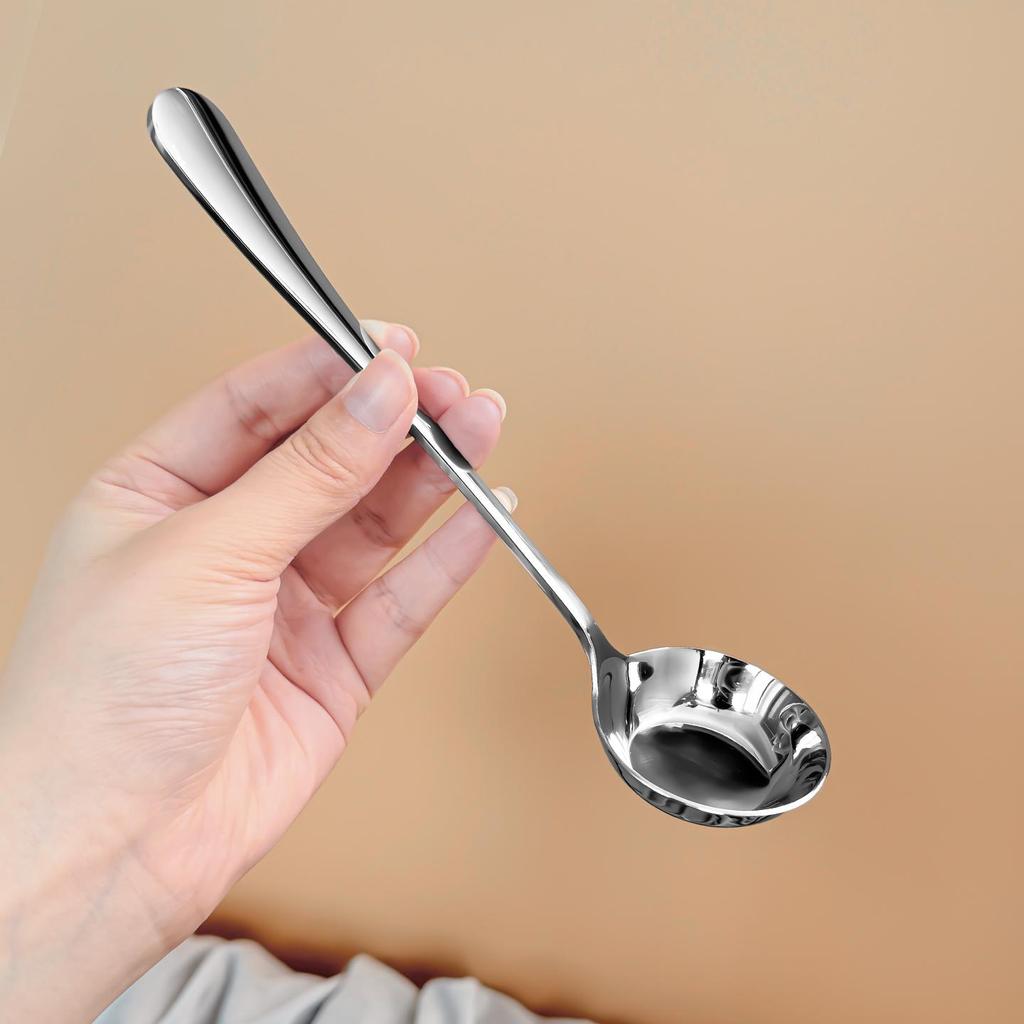 304 Stainless Steel Round Head Flat Bottom Soup and Stirring Spoon - Stylish, Exquisite Design for Household Use