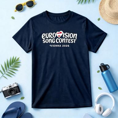 Nuovo logo Vienna Eurovision 2026 T-shirt Austria Song Contest 2026 Moda Primavera Estate Casual T-shirt Cotone Manica Corta