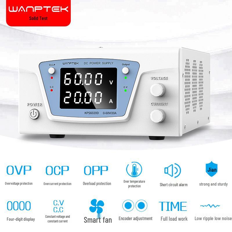 Gucesh KPS6020D 60V 20A Adjustable DC Power Supply for Labs and Battery Charging