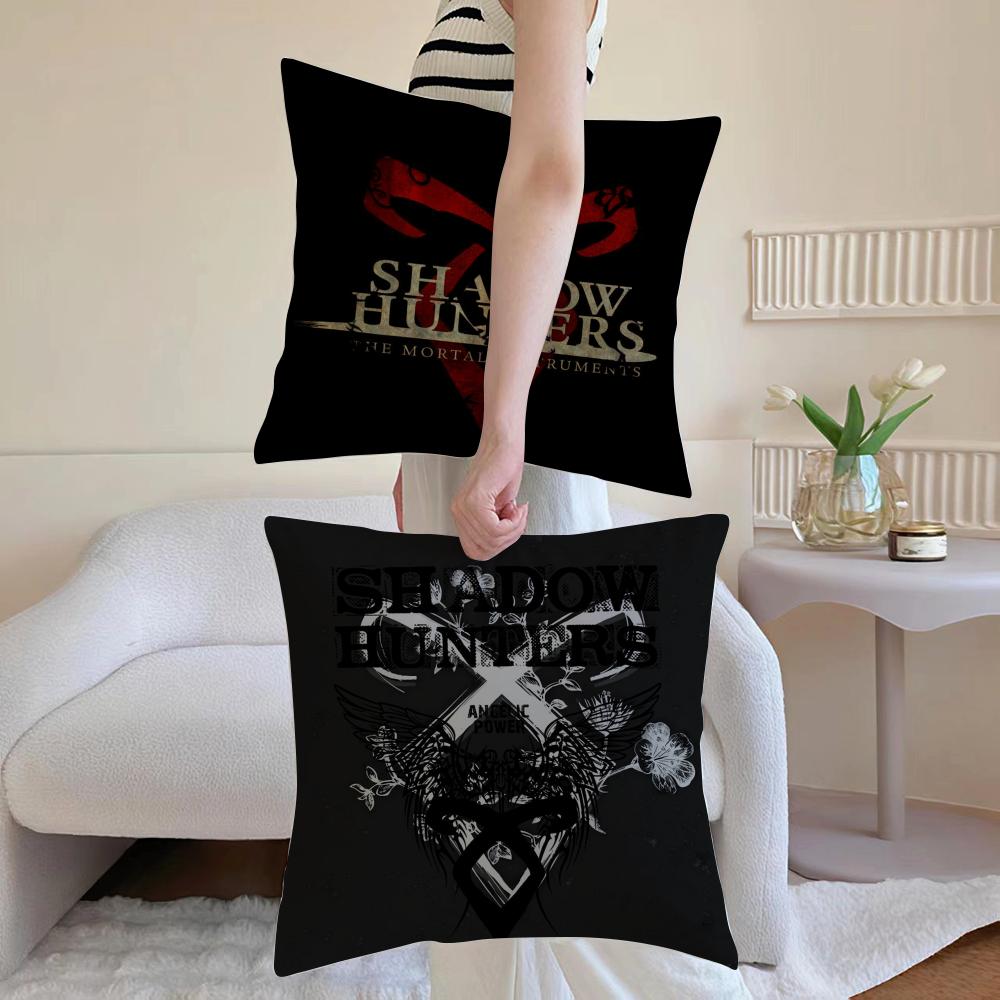 Hot TV SShadowhunters Cushion Cover Antidustmite Pillowcase Invisible zipper silky short plush Sofa cushion cover