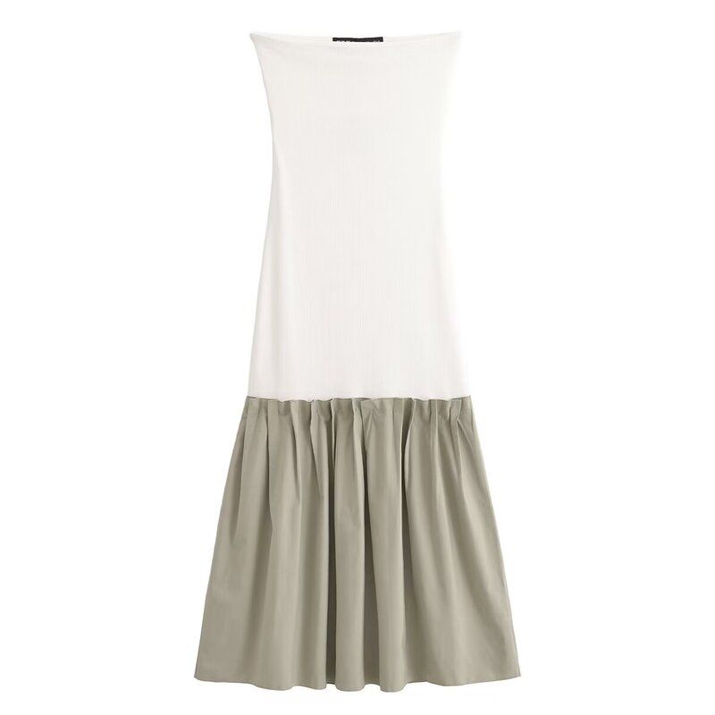Fashion Style 2024 Summer New Arrival Women's Clothing Stylish Tube Top Patchwork Midi Skirt Dress 0085007