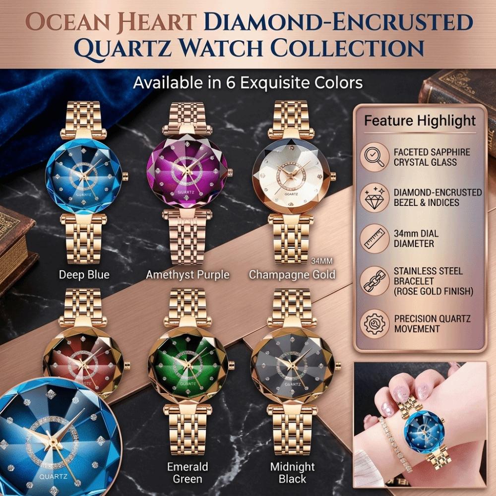 Fashion Stainless Steel Ocean Star Watch Polished Jewelry Accessories Quartz Watch Bracelet Ladies' Wristwatch Business