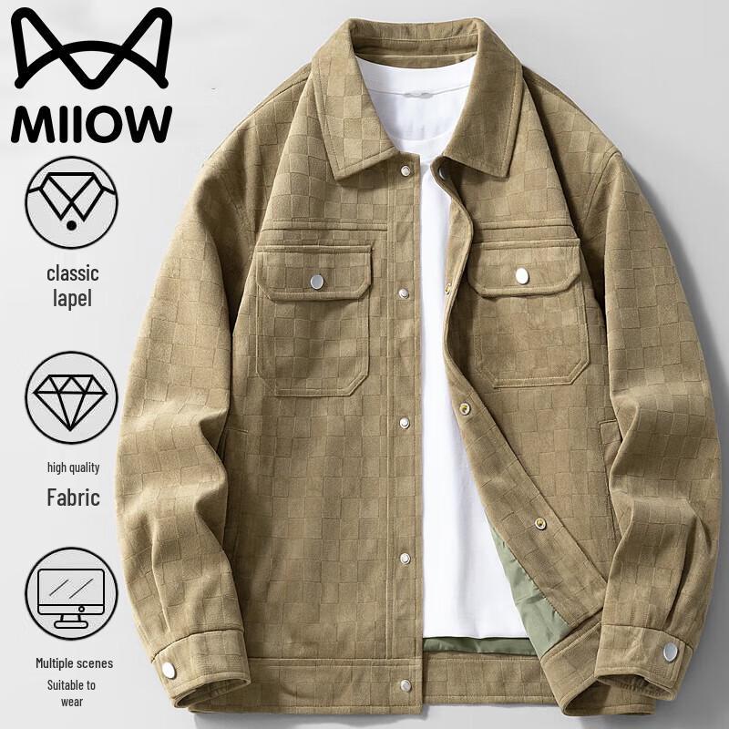 

Miiow Men s Plaid Lapel Casual Jacket 3XL