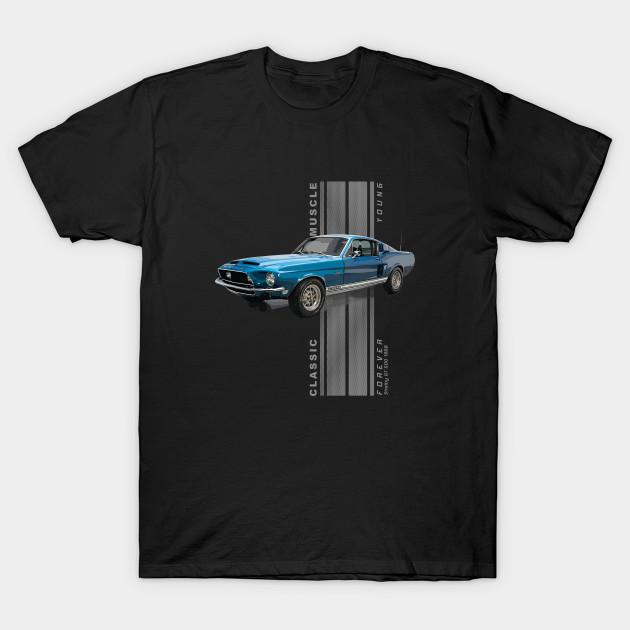 Men Black Print T-shirt Shelby Gt 500 Classic American Muscle Cars Vintage No-Cut Transfer Paper Print Cotton Tshirt XL чёрный