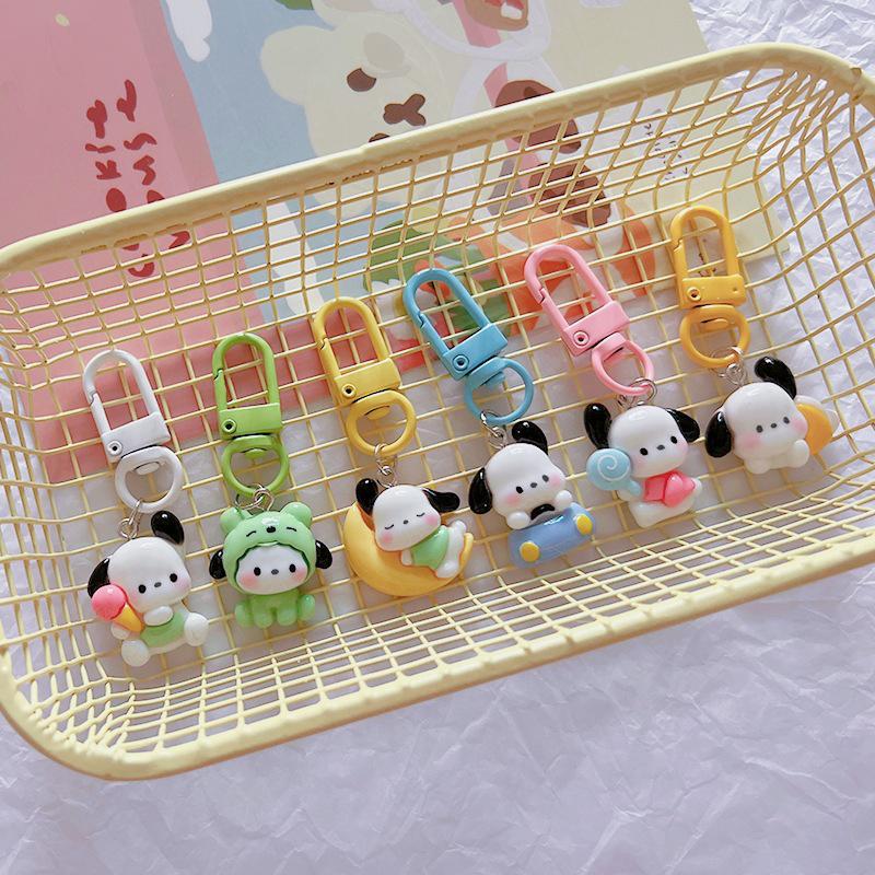 Kawaii Lovely Pochacco Keyring Cartoon Puppy Keychain For Cute Girl School Bag Pendant Backpack Hanging Ornaments Gifts