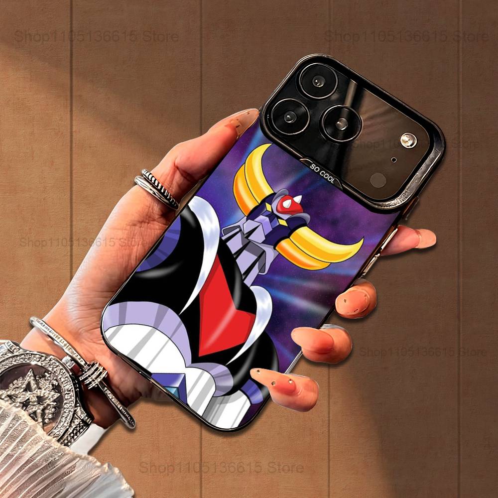 R-Robot G-Goldorak Anime UFO Phone Case For iPhone 16,15,14,17,13,12,11,Mini,Pro,SE,XS,MAX,Black Matte Silicone Cover