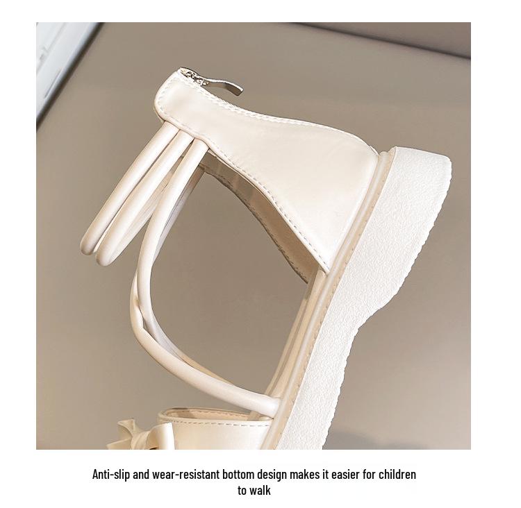 2025 Flickors Prinsessrosett Sandaler: Sommarstil, Mjuk sula, Trendig romersk högskaft för barn