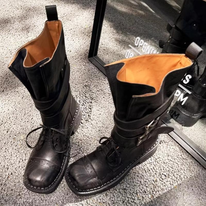 Autumn and Winter Women's Leather Shoes Comfortable and Soft Women's Shoes Non-slip Beef Tendon Soles Large Size Fashion Boots Women's Boots Retro
