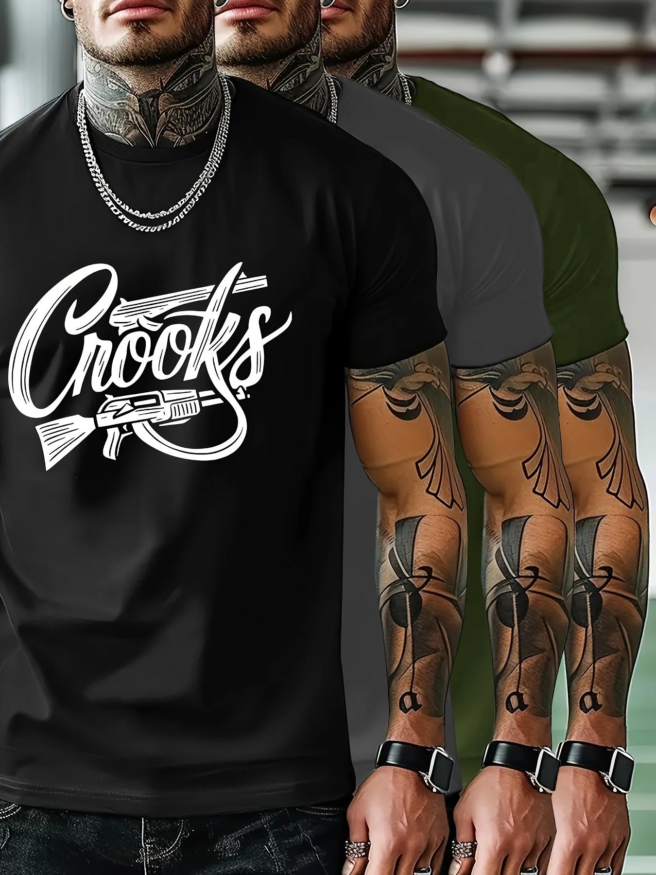 3pcs Crooks Graphic T-shirts - Black M