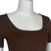 Women's Square Neck Bodysuit Ribbed Short Sleeve Sports Yoga Shapewear