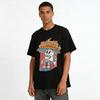 Skull Holding Burning Umbrella Graphic Tee Vintage American Street Style Oversized Casual Short Sleeve Pure Cotton T-shirt