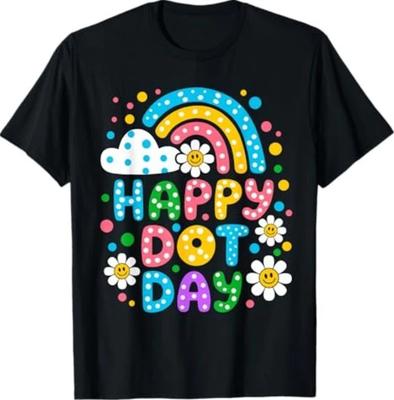 Happy Dot Day 2025 Colorful Polka Dot Rainbow Teacher T-Shirt