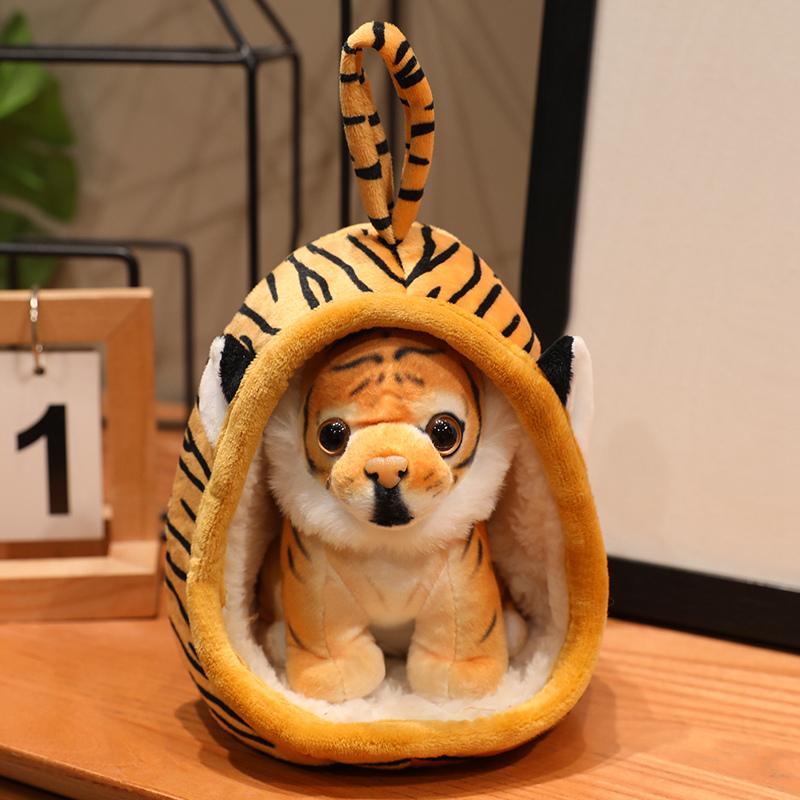 New Small Realistic Plush Toy Soft Dog Bed And Puppy 2-In-1 Plush Doll Kawaii Gift Stuffed Animal Giraffe Lion Tiger Plushies