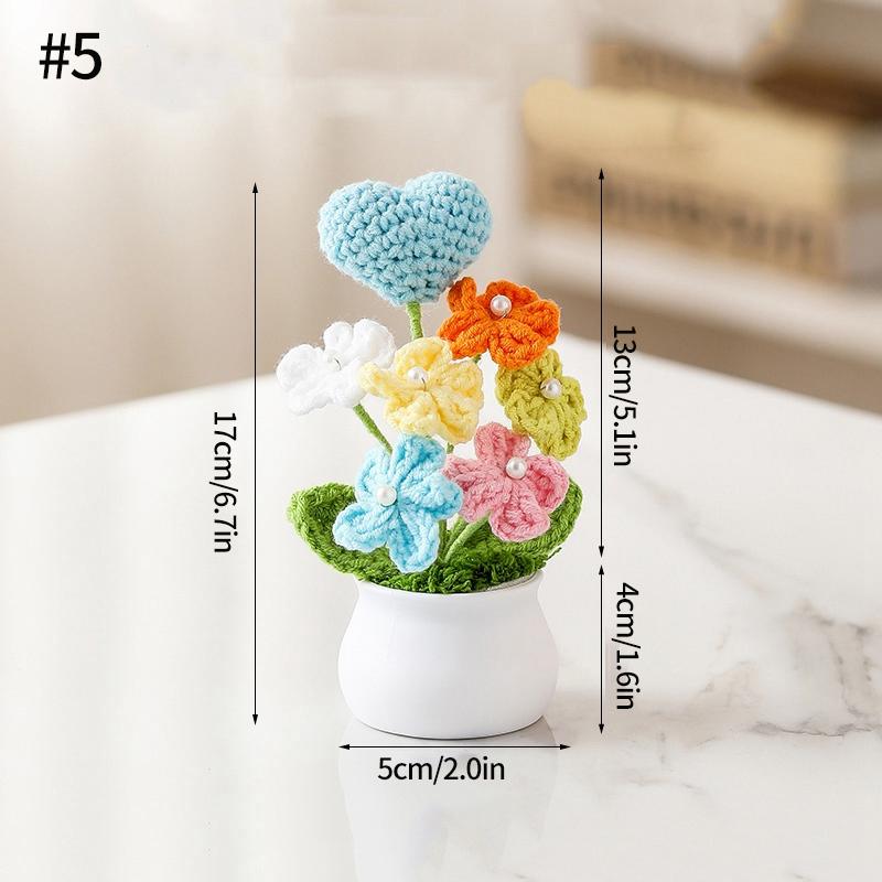 

В’язання гачком ручної роботи Маленькі рослини в горщиках Мила імітаційна квітка Інтер’єр автомобіля Прикраса офісного столу Штучні квіти Подарунки