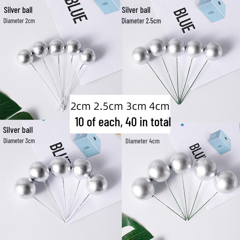 Golden and Silver Ball Cake Decorations with Colorful Birthday Insert Card