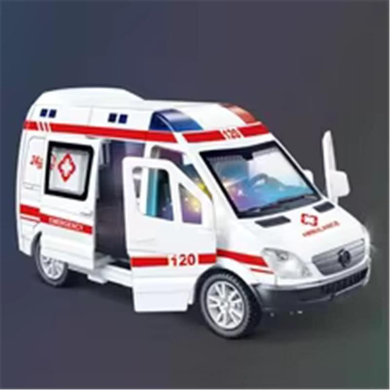 1:32 Mini Car Diecast Ambulance Fire-Truck Policecar Model Sound And Light Vehicle Simulation Collection Gifts Toys Boys