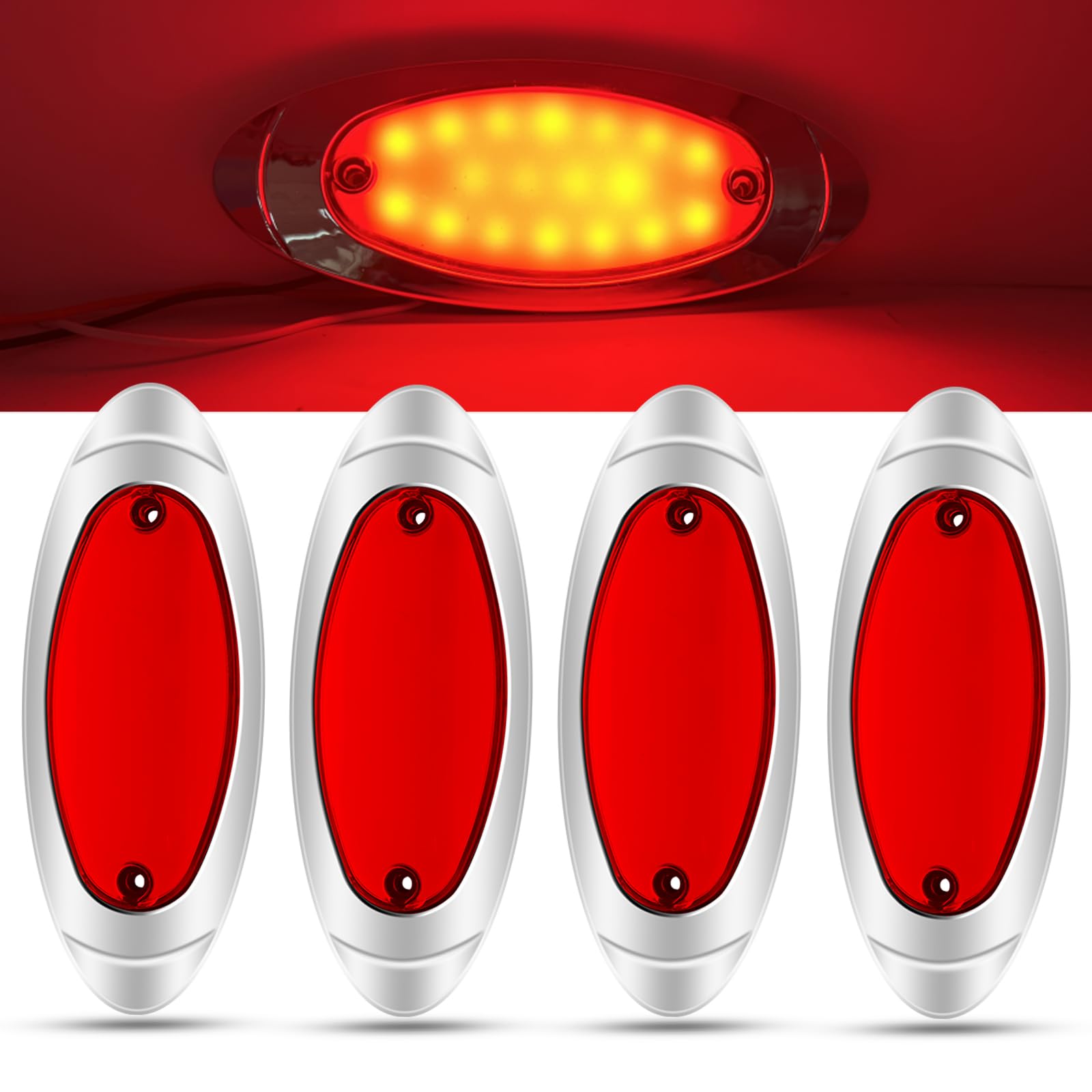 X-STYLE Side Marker, LED, 12 V, 24 V, Red, LED Car Width Light, Trailer, 12V-24V