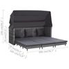 Extendable 3 Seater Sofa Bed with Canopy Poly Rattan Grey