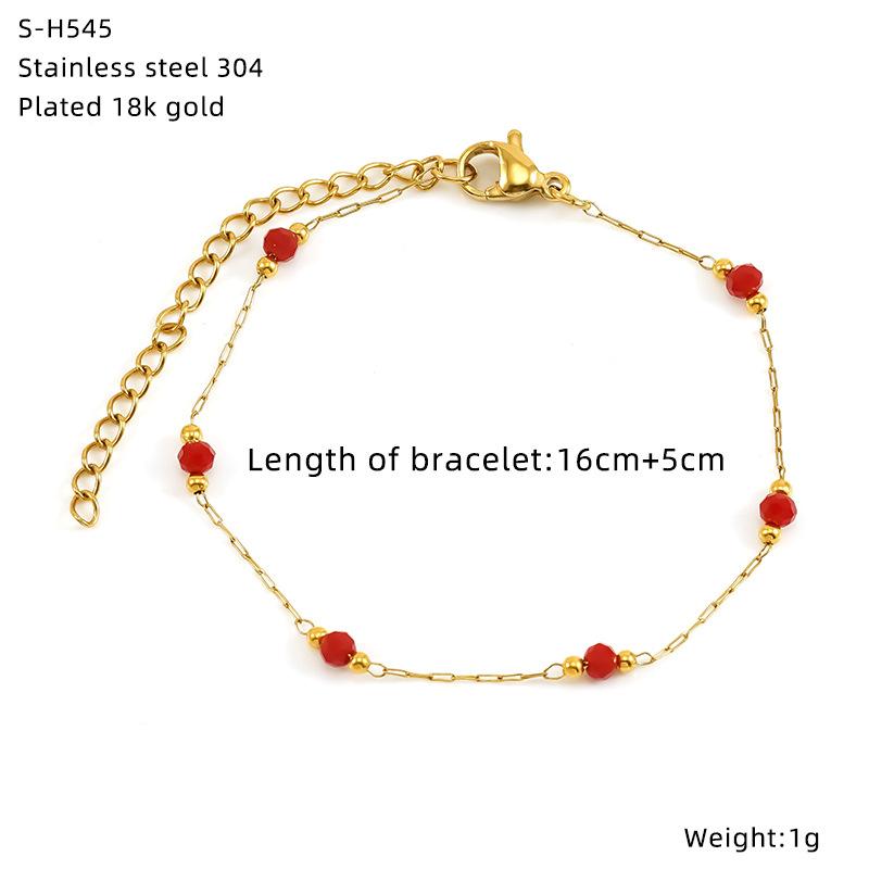 Titanium Steel Glazed Bead Pearl Bracelet, Sweet Crystal Natural Stone Colored Jewelry, High Sense Of Personality