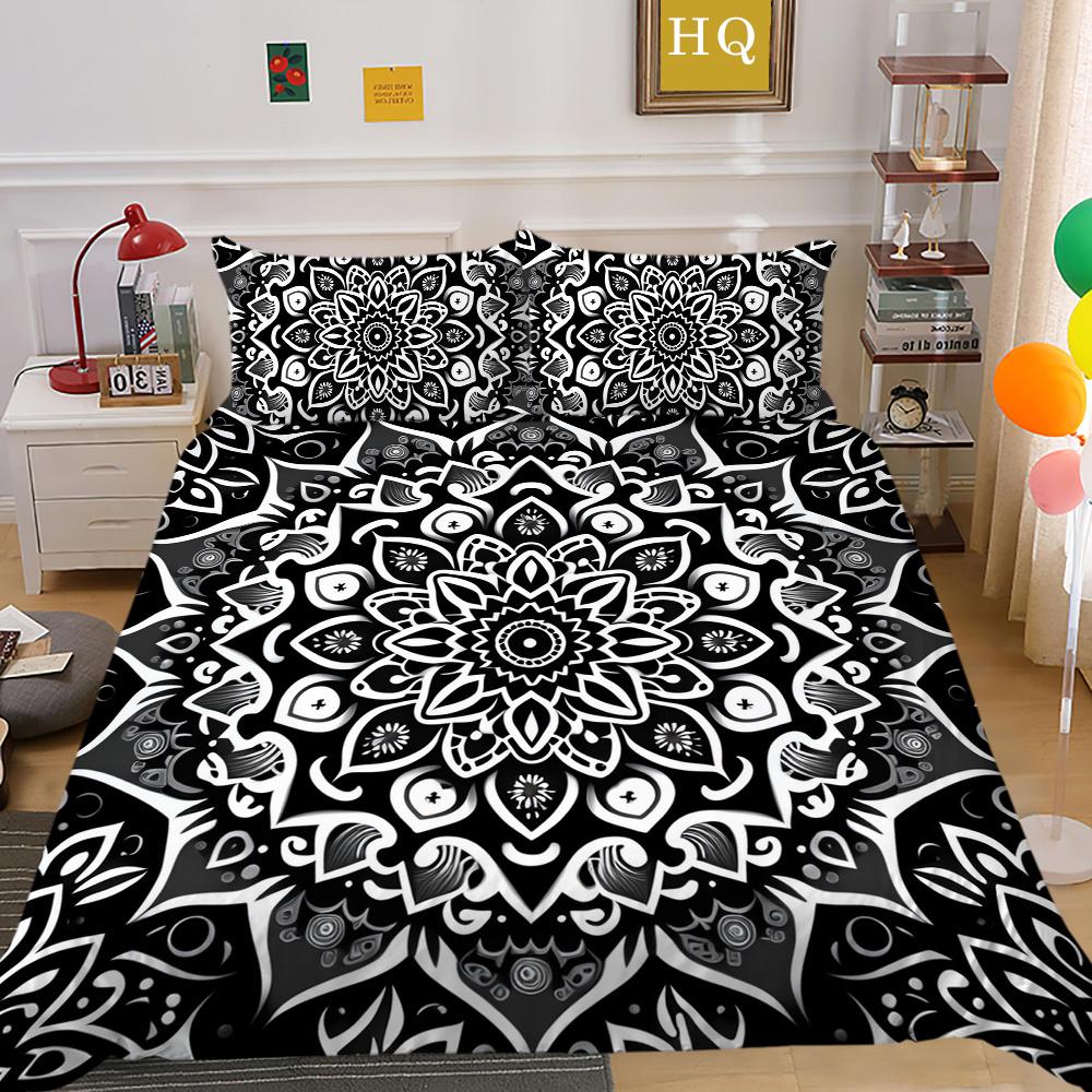Zestaw poszewek na kołdrę 3D w kolorze czarnym Paisley King Size Home Textiles Girl Bedspread Luxury Bedding Cover Set