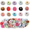 10pcs 20mm Plush Fur Covered Ball Beads Colorful Cute Straight Hole Pompom Spacer Beads For DIY Jewelry Making Necklace Earrings