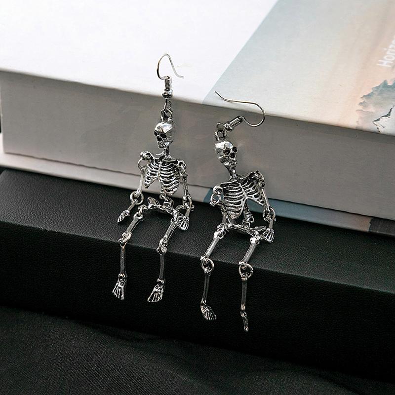 1Pair Halloween Vintage Skeleton Dangle Earrings For Women Girls Creative Unique Earrings Party Jewelry Accessories Gifts