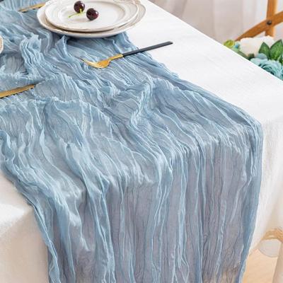 Semi-Sheer Cheese Cloth Table Runner Boho Rustic Elegant Tulle Balinese Pleated Tablecloth DIY Gauze Table Runner Party Banquet