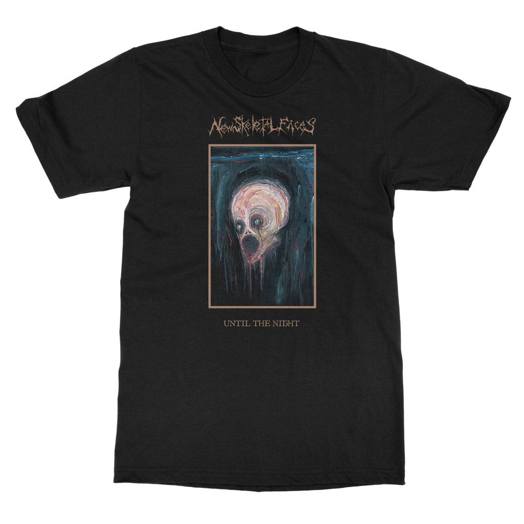 New Skeletal Faces Until The Night Bone Print Cotton TShirt Black Metal Streetwear Unisex Crew Neck Short Sleeve Tee