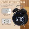 Digital Alarm Clock Metal Double Bell Bedside Alarm with LED Display Silent Table Clock for Heavy Sleepers Adults Kids Xmas Gift