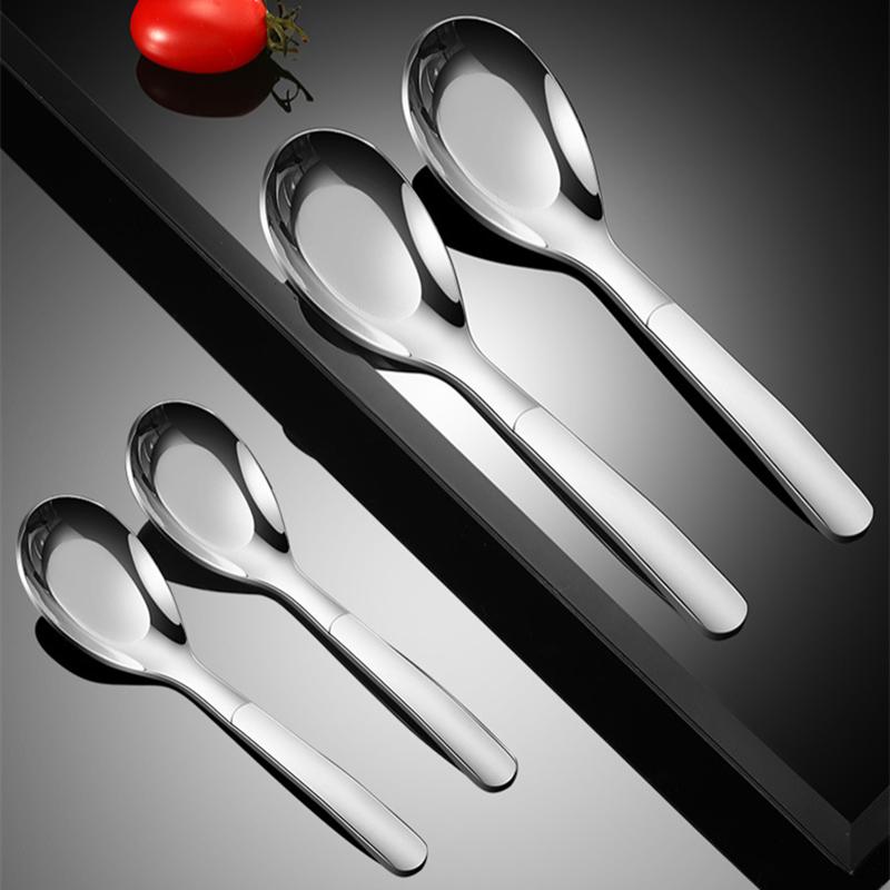 Creative Korean 316 Stainless Steel Spoon Household Flat-bottomed Teaspoons Thickened Deepened Tablespoons Utensil for Home