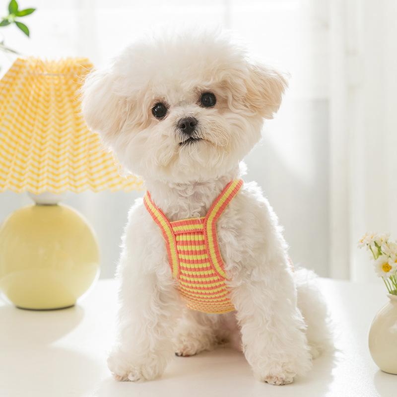 

Colorful Striped Suspender Puppy Dog Spring Summer Clothing Breathable Teddy Bears Bullfighting Universal Pet Clothing XXL (recommended weight 15-10kg)