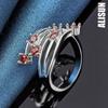 925 Sterling Silver Red AAA Zirkonový prsten Dárek Módní svatební šperky