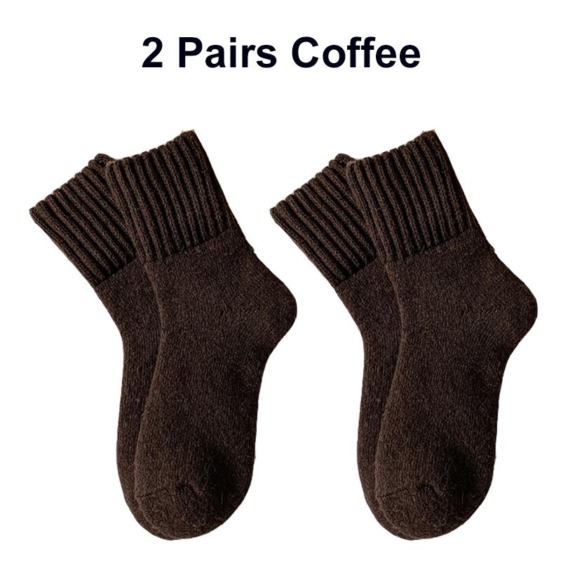 

2 пары женских носков шерстяные утолщенные плюшевые короткие носки для снега корейский стиль однотонные теплые носки кашемировые удобные