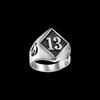 Anello Teschio Numero 13 Acciaio Inossidabile 316L Stile Punk Biker Gotico Gioielleria Taglia 7-19