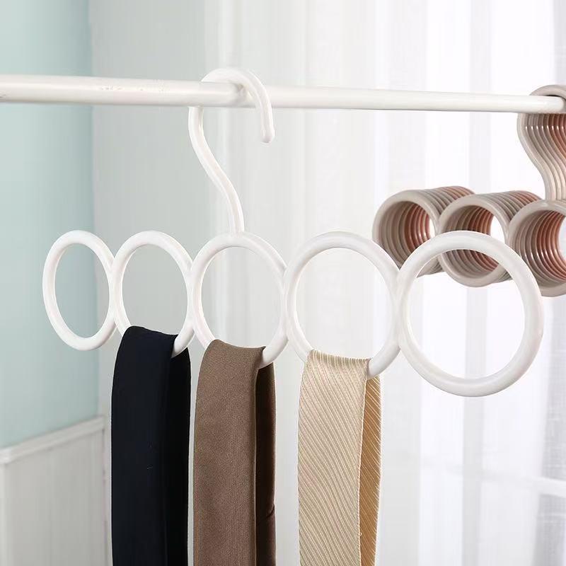 Multi-Functional Tie and Scarf Storage Rack with Hooks for Belts and Stockings
