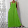 Plus Size Summer Solid Color Dress with Side Pockets (European and American Style)