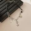 Sweet and Cool Babes Dark and Cold Wind Temperament Black Zircon Love Butterfly Moon Love Necklace Female Personality Collarbone Chain