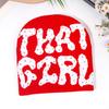 Fashion Pattern Letter Rhinestone Decoration Women Casual Warm Knitted Hat