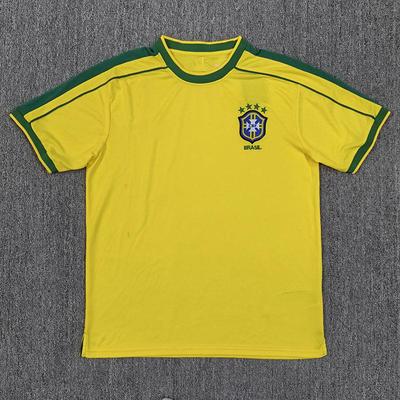 Retro '98 Brazil Home Short Sleeve Soccer Jersey (Sizes S-2XL)
