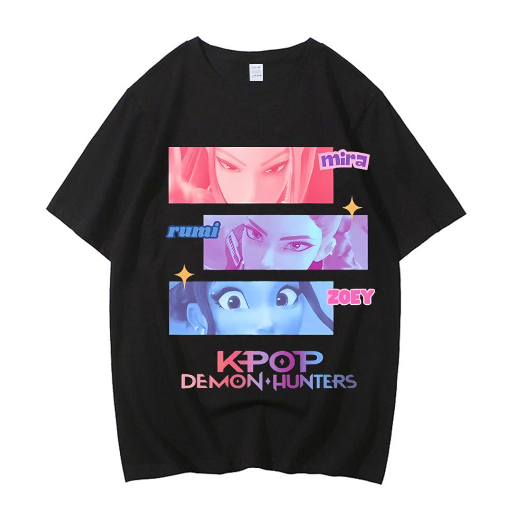 

2025 Hot Cartoon KPop Demon Hunters Tiger Tshirt Harajuku Oneck Casual Shirt High Quality Cotton T Shirt Y2k Streetwear S